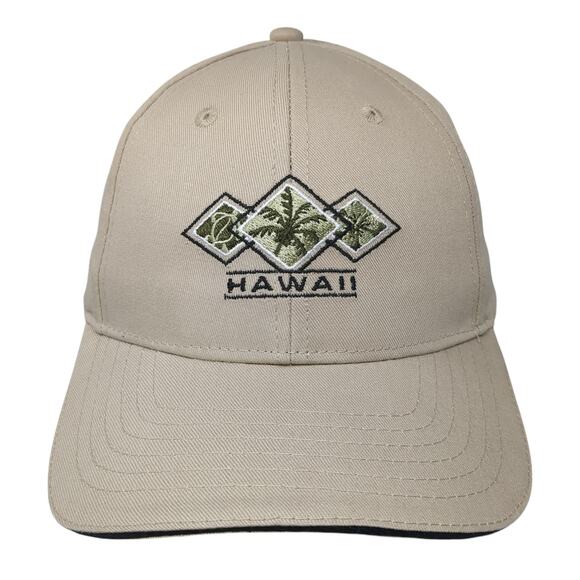 Hawaii Strapback Baseball Cap Brown One Size Adjustable Embroidered 6 Panel - Picture 1 of 8